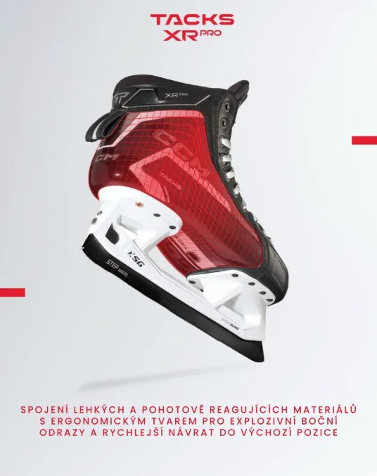 Nové brankářské brusle CCM Tacks XR Pro: Tuhý jednodílný skelet pro agresivní přesuny 6 CCM Tacks XR Pro jazyk material