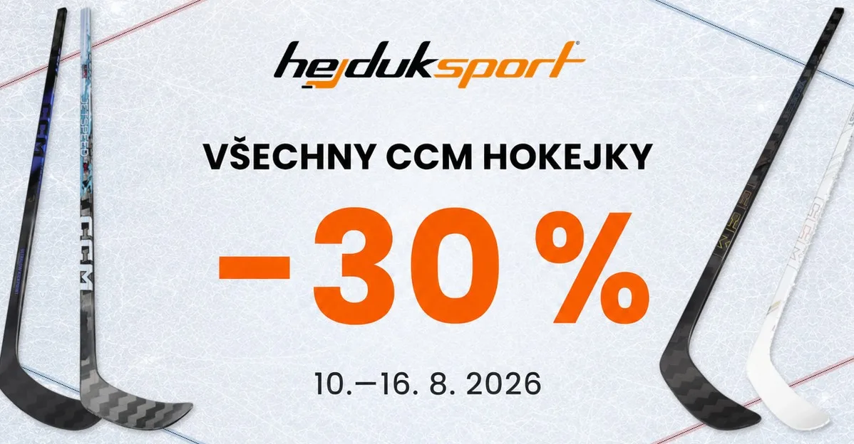 Vyber si novou CCM hokejku o 30 % výhodněji 1 hokejky ccm -30%